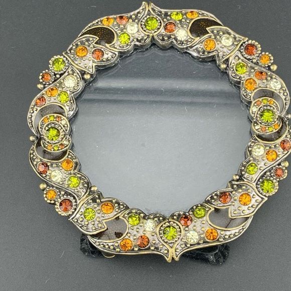 Beautiful Embellished Crystal Rhinestone Round Picture Frame Home Decor Gift - Picture 4 of 9